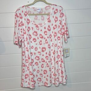 Lularoe Perfect T Pink and White Leopard Print